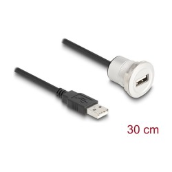 DELOCK USB2.0 Typ-A Einbaubuchse mit Kabelp. St. Alu.30cm — Buy in Cyprus with Fast Delivery