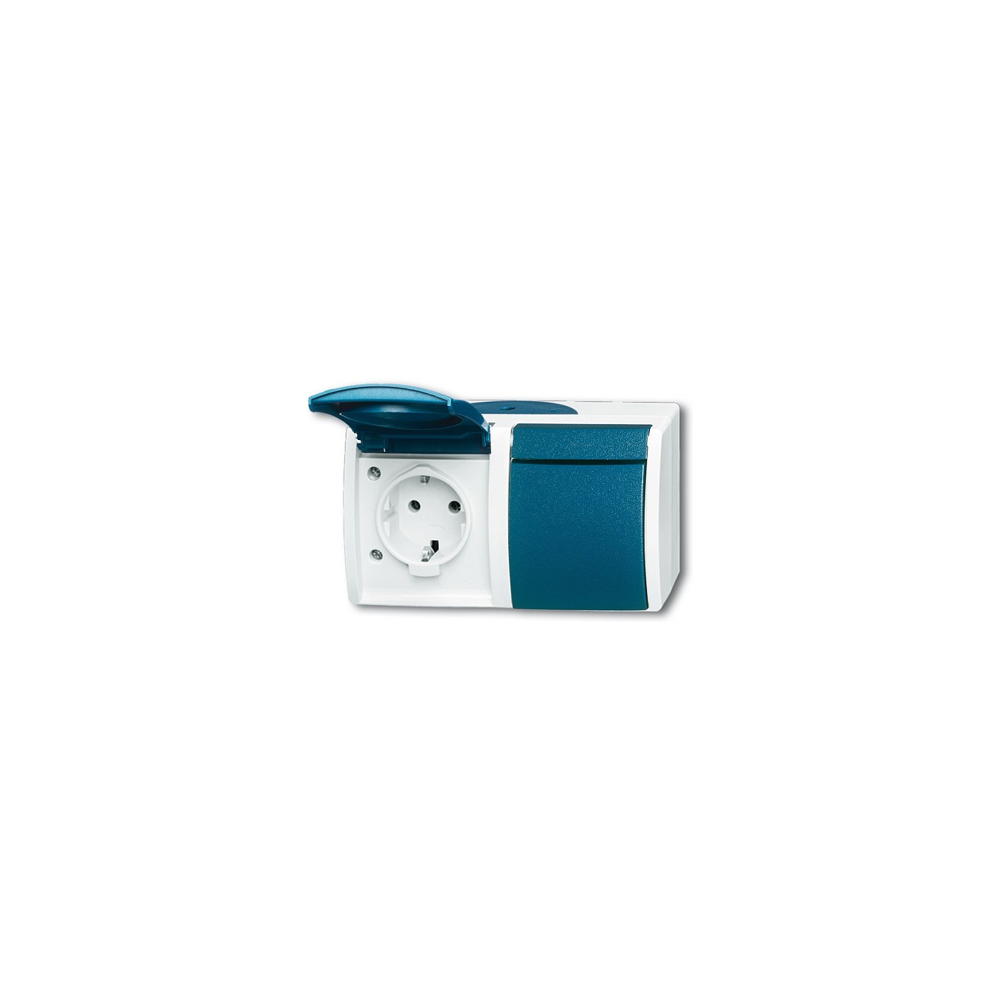 BUSCH JAEGER Ocean - Steckdose Klappdeckel 2-fach - AP grau blaugrün — Buy in Cyprus with Fast Delivery
