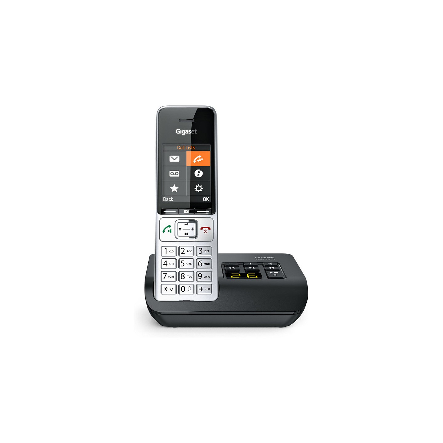 GIGASET COMFORT 500A silber schwarz 5.8 cm 2.2 Zoll TFT Farbdisplay Anrufbeantworter Freisprechen Telefonbuch Headset...