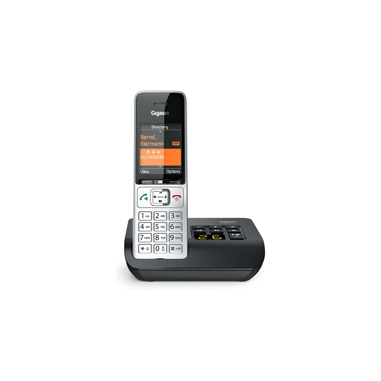 GIGASET COMFORT 500A silber schwarz 5.8 cm 2.2 Zoll TFT Farbdisplay Anrufbeantworter Freisprechen Telefonbuch Headset...