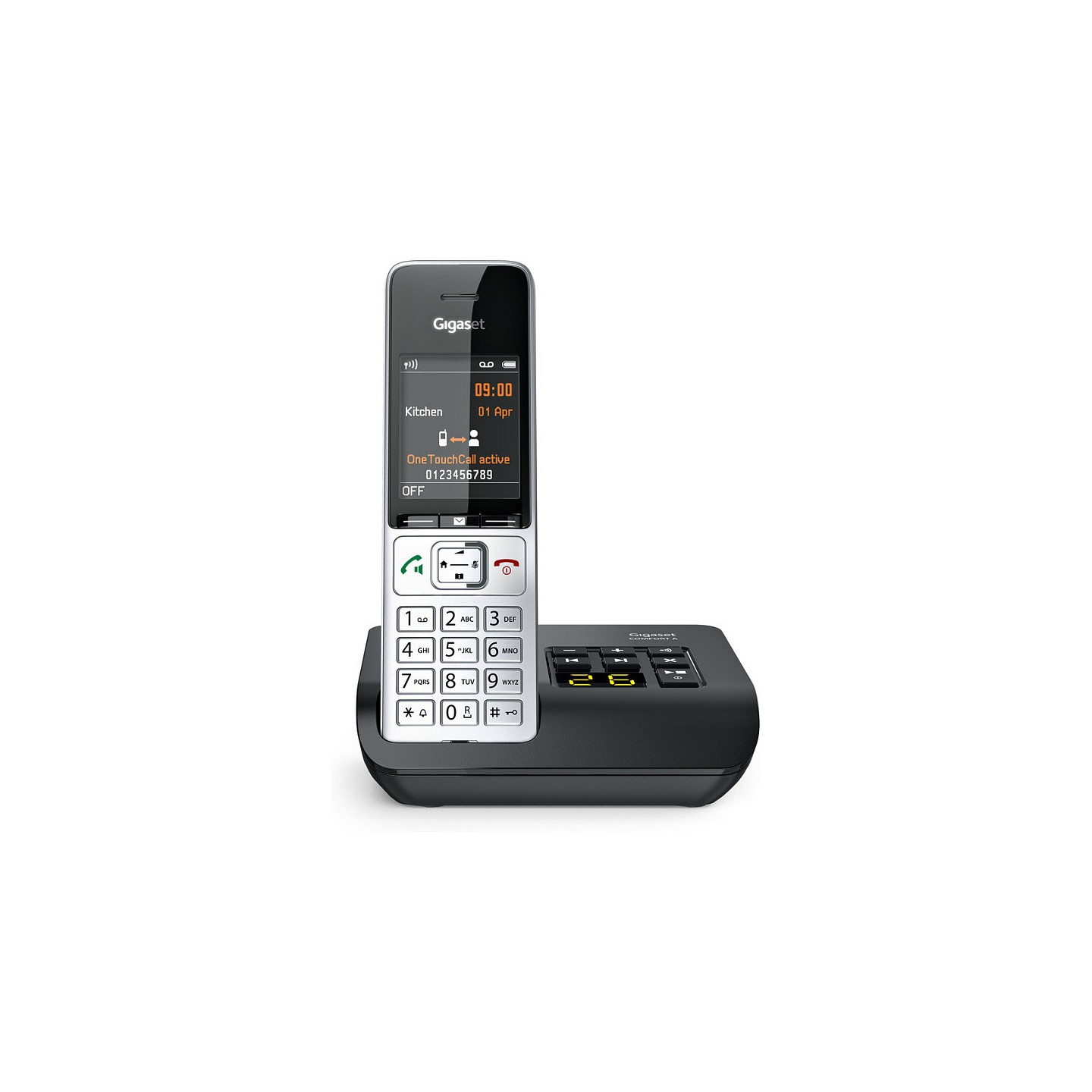 GIGASET COMFORT 500A silber schwarz 5.8 cm 2.2 Zoll TFT Farbdisplay Anrufbeantworter Freisprechen Telefonbuch Headset...