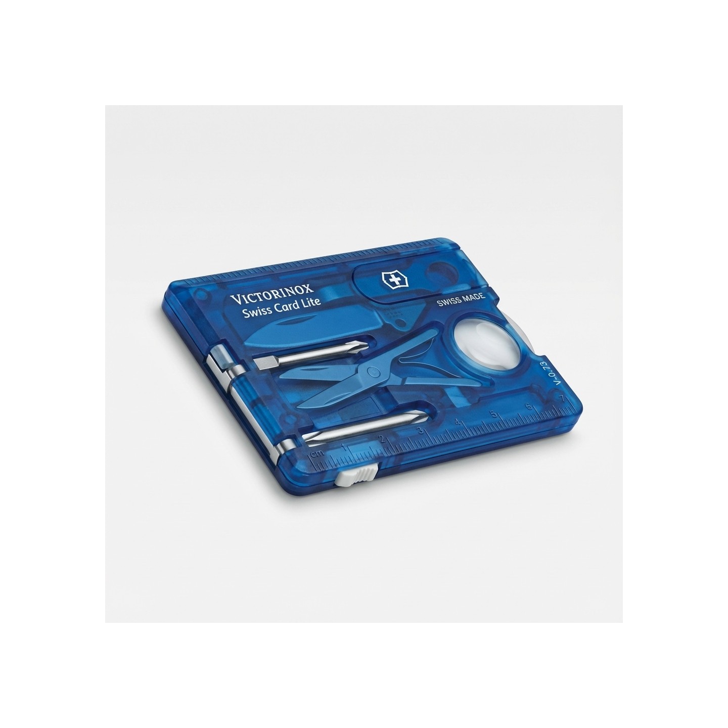 V-0.73 22.T2 Taschenmesser Swiss Card Lite. blau transparent — Buy in Cyprus with Fast Delivery