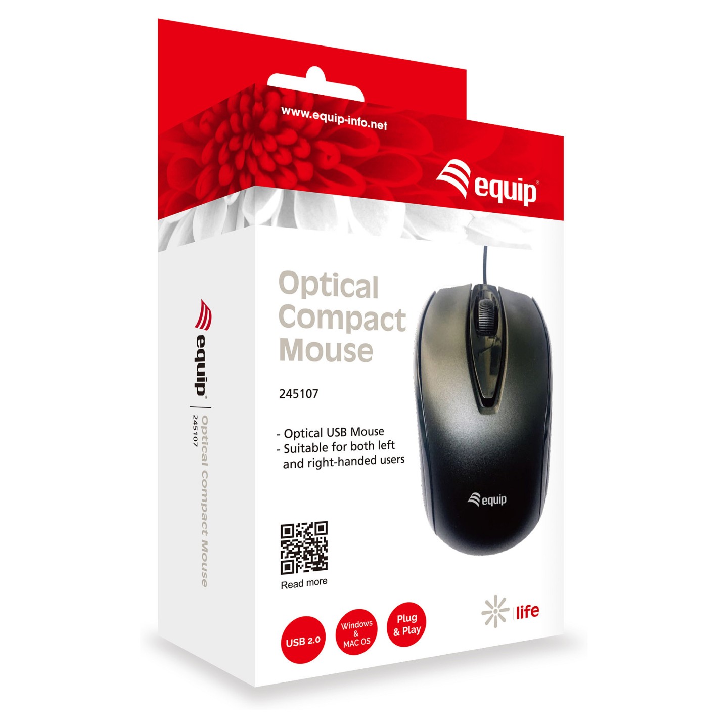 Equip Optische Maus USB Kompakt Rechts-Linkshänder 1.2m sw — Buy in Cyprus with Fast Delivery