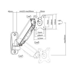 Equip 17-32 Monitor-Wandhalterung - Armlänge: 334 mm - Schrauben - 9 kg - 43.2 cm (17 Zoll) - 81.3