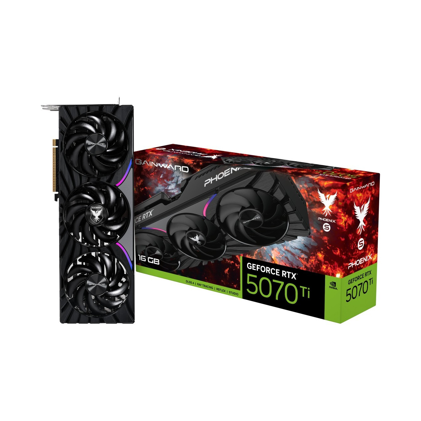 Gainward GeForce RTX 5070 Ti Phoenix-S - Black/Grey - 16GB GDDR7, 2452MHz Boost, PCIe 5.0, 3-Fan