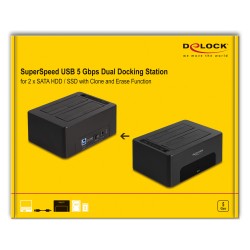 USB Dual Dockingstation für 2 x SATA HDD SSD mit Klon- und Löschfunktion — Buy in Cyprus with Fast Delivery