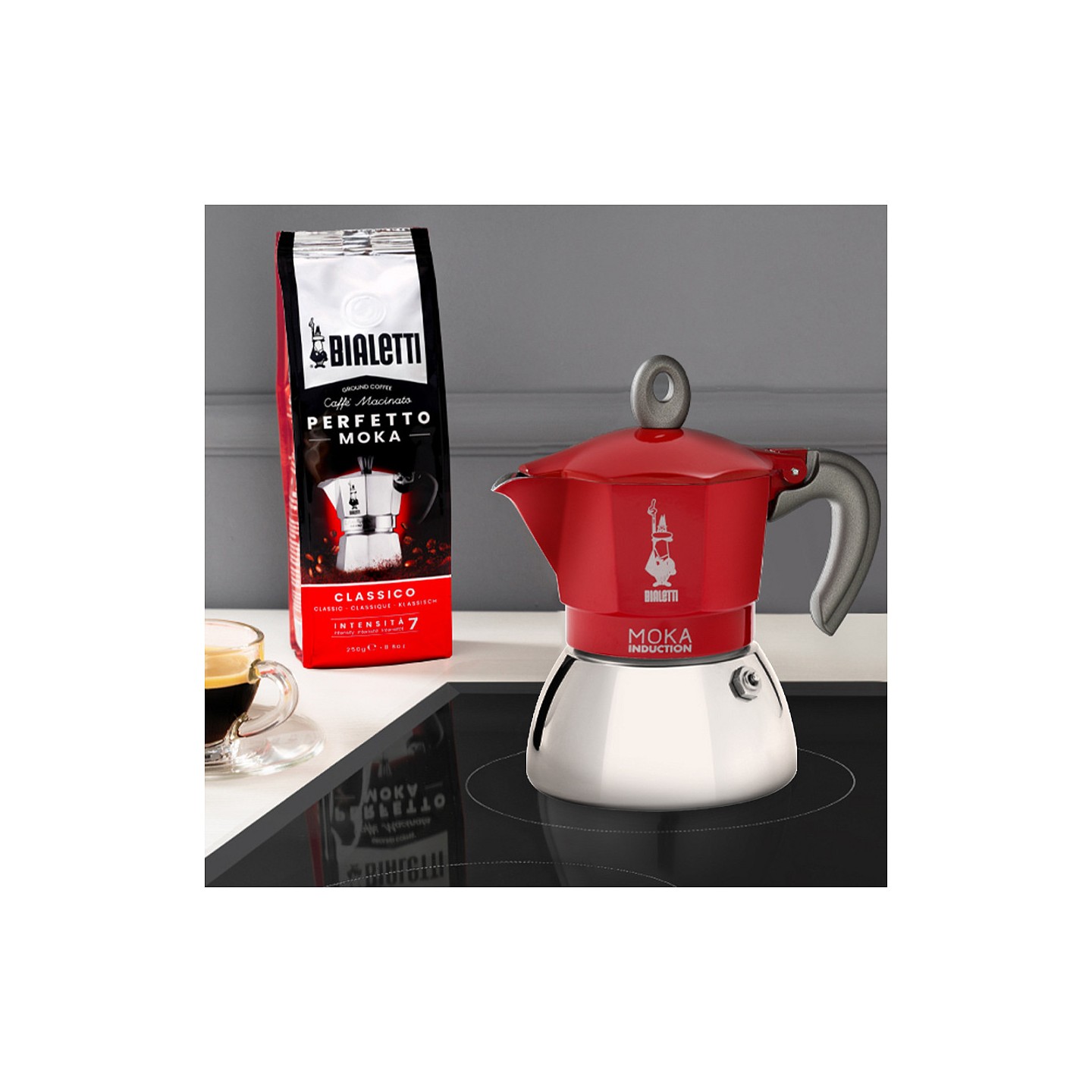 Bialetti Mokka-Kanne 0.2 l Moka Induktion rot — Buy in Cyprus with Fast Delivery