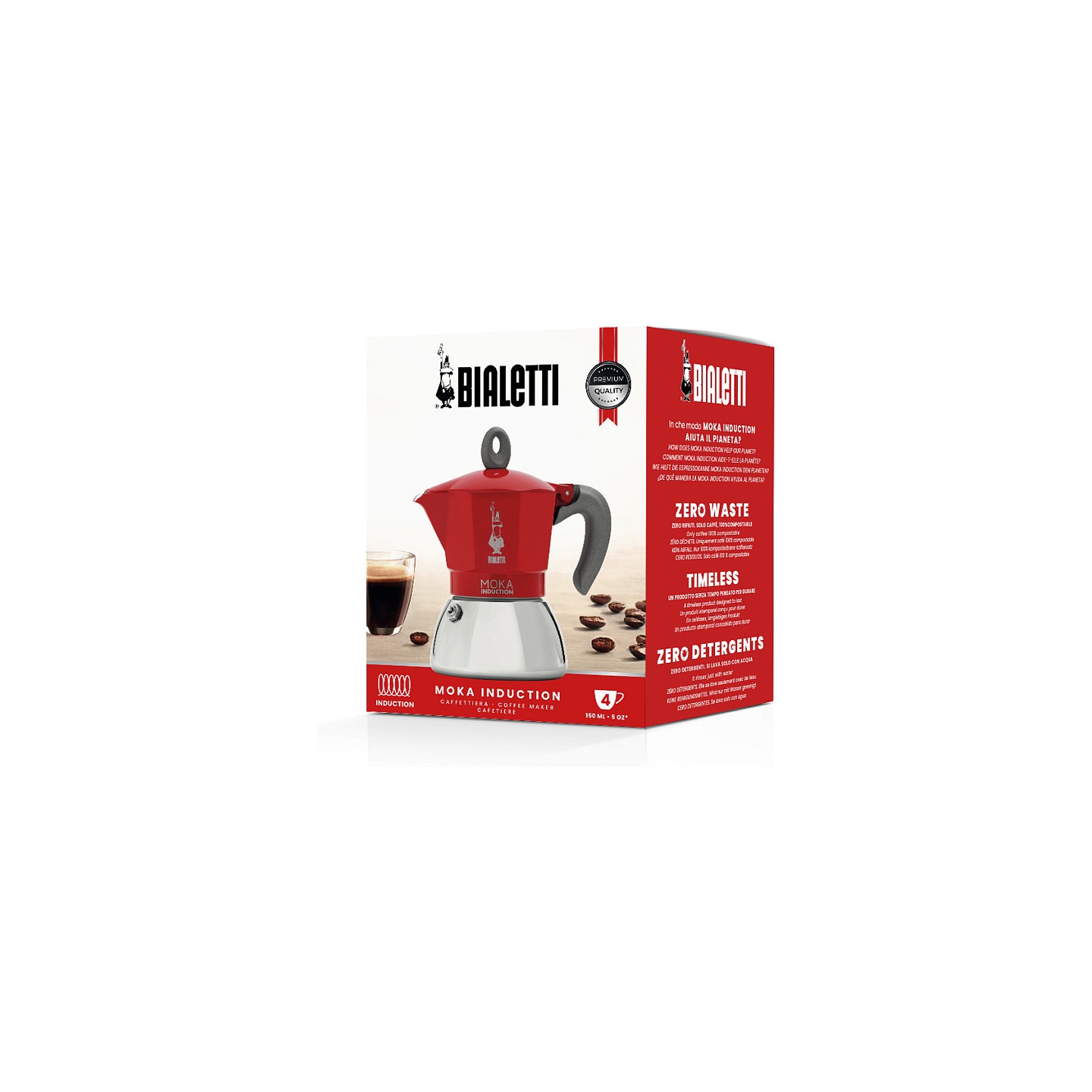 Bialetti Mokka-Kanne 0.2 l Moka Induktion rot — Buy in Cyprus with Fast Delivery