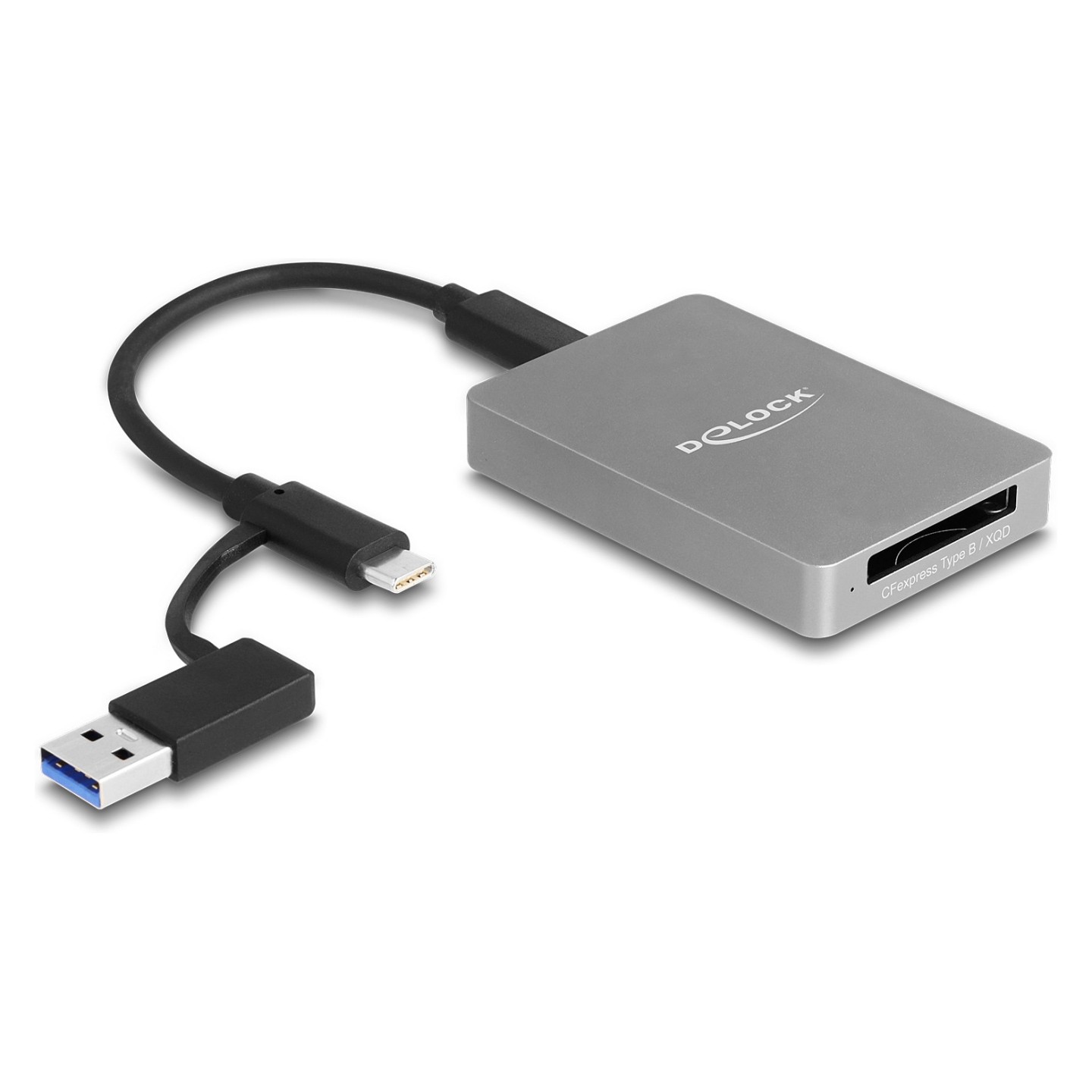 Delock USB Type-CTM Card Reader im Aluminium Gehäuse für CFexpress oder XQD Speicherkarten
