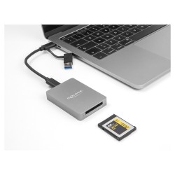Delock USB Type-CTM Card Reader im Aluminium Gehäuse für CFexpress oder XQD Speicherkarten