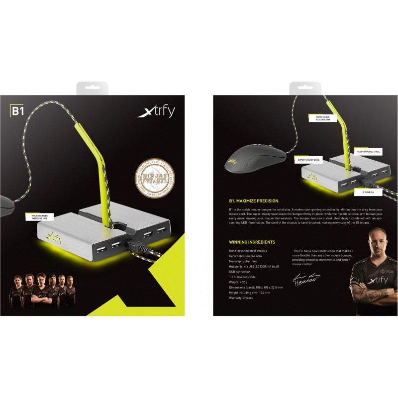 Buy CHERRY Xtrfy Mouse Bungee B4 - XG-B1-LED - LED 4-Port USB 2.0 Hub, 1.5m Cable in Cyprus, Nicosia, Limassol, Larnaka, Pafos