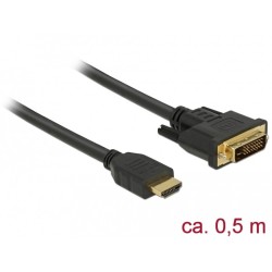 Buy DELOCK HDMI to DVI 24+1 Cable - Model 85651 - 0.5 m, Black, Gold-Plated, Bid... in Cyprus, Nicosia, Limassol, Larnaka, Pafos