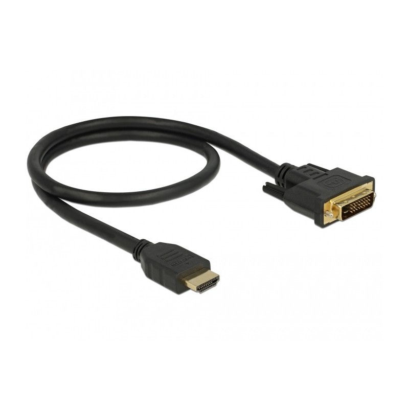 Buy DELOCK HDMI to DVI 24+1 Cable - Model 85651 - 0.5 m, Black, Gold-Plated, Bid... in Cyprus, Nicosia, Limassol, Larnaka, Pafos