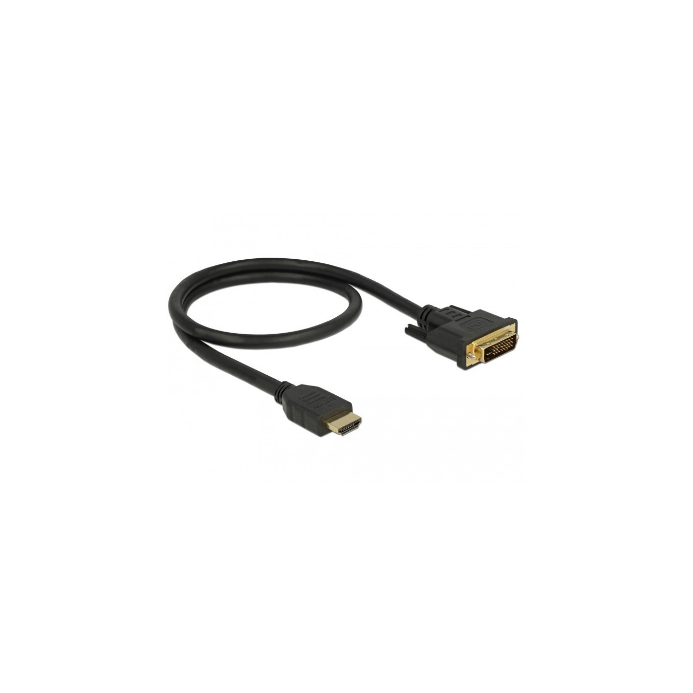 DELOCK HDMI to DVI 24+1 Cable - Model 85651 - 0.5 m, Black, Gold-Plated, Bidirectional, HDMI Type A to DVI Male