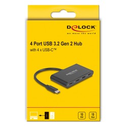 DELOCK USB 3.2 Gen 2 USB Type-C Hub mit 4 x USB Type-C Buchse - 10 Gbps — Buy in Cyprus with Fast Delivery