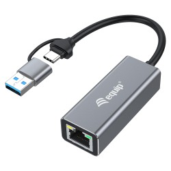 Equip Adapter USB-C - to RJ45 10 100 1000 2500 Mbps + USB-A — Buy in Cyprus with Fast Delivery
