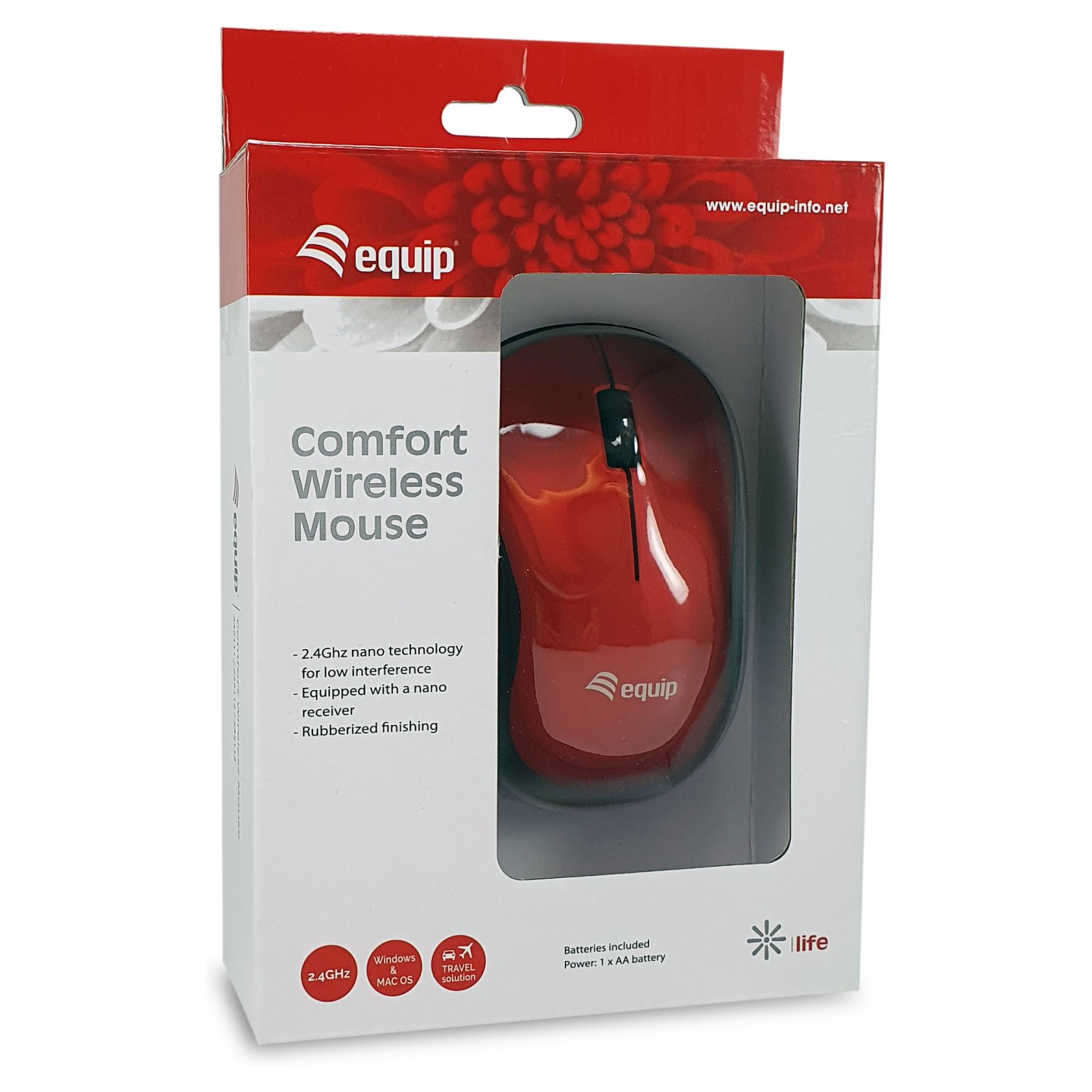 Equip Optische Maus kabellos USB Komfort R+L rot — Buy in Cyprus with Fast Delivery