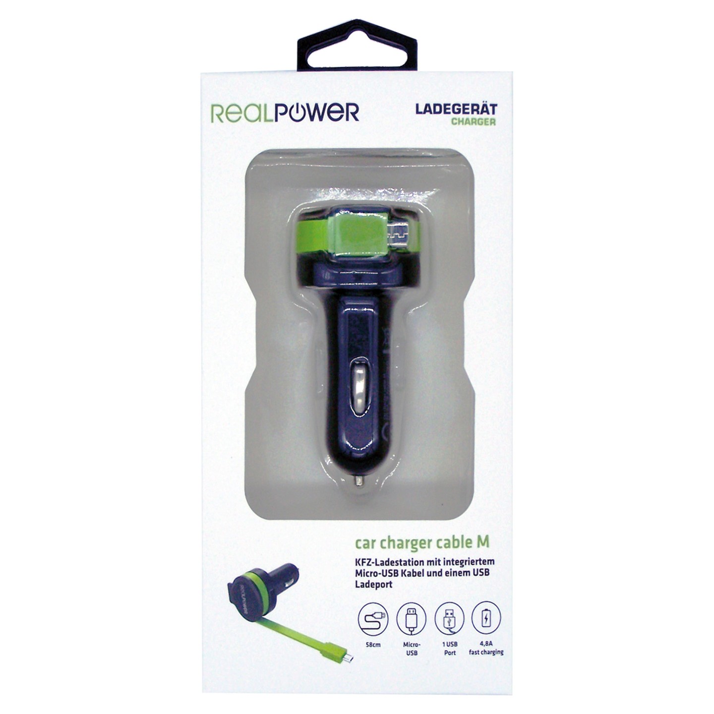 RealPower KFZ-Ladegerät Charger M 2400mA 1xUSB 1xMicro-USB — Buy in Cyprus with Fast Delivery