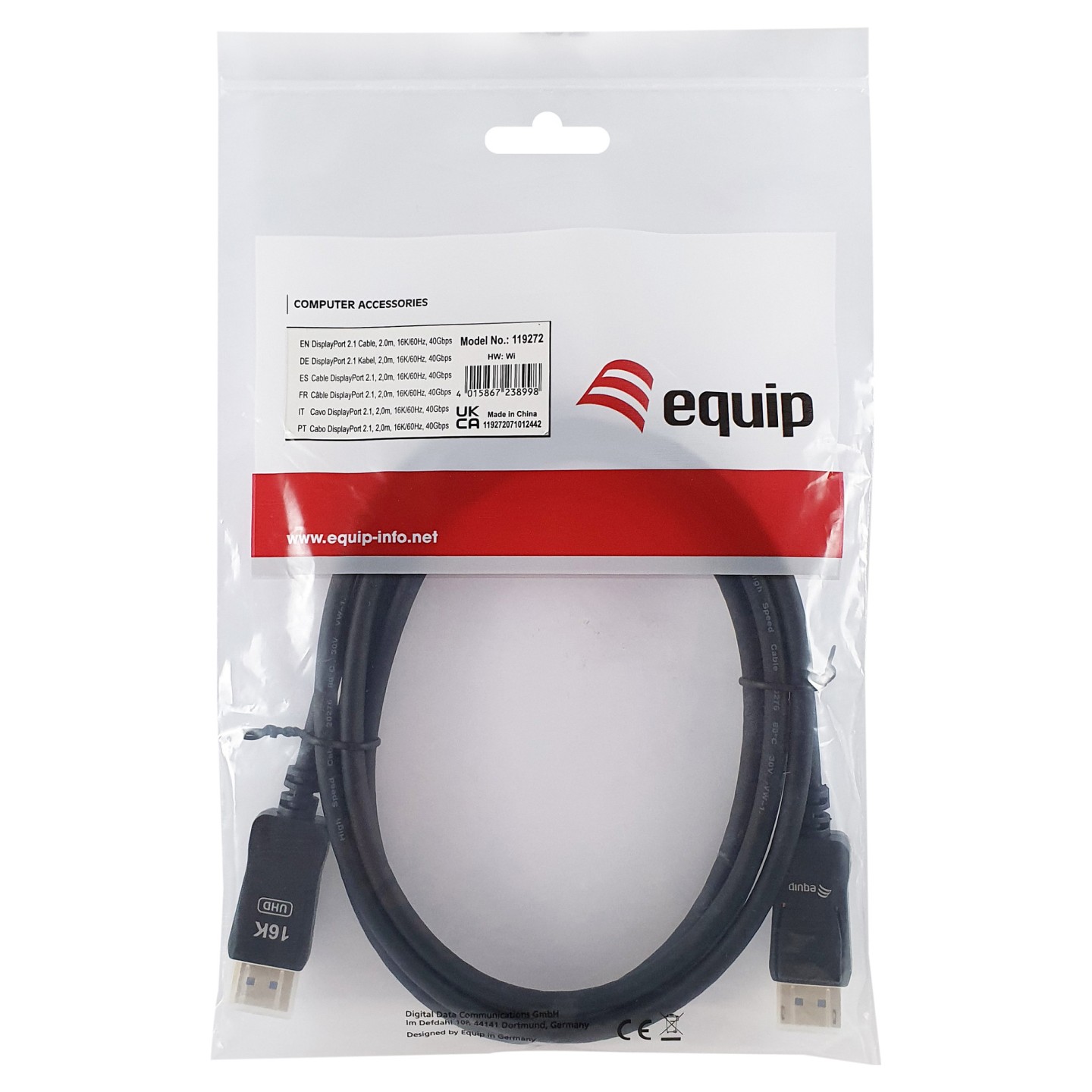Equip DisplayPort 2.1 St St 2.00m16K 60Hz komp.HDCP Prem. gr — Buy in Cyprus with Fast Delivery
