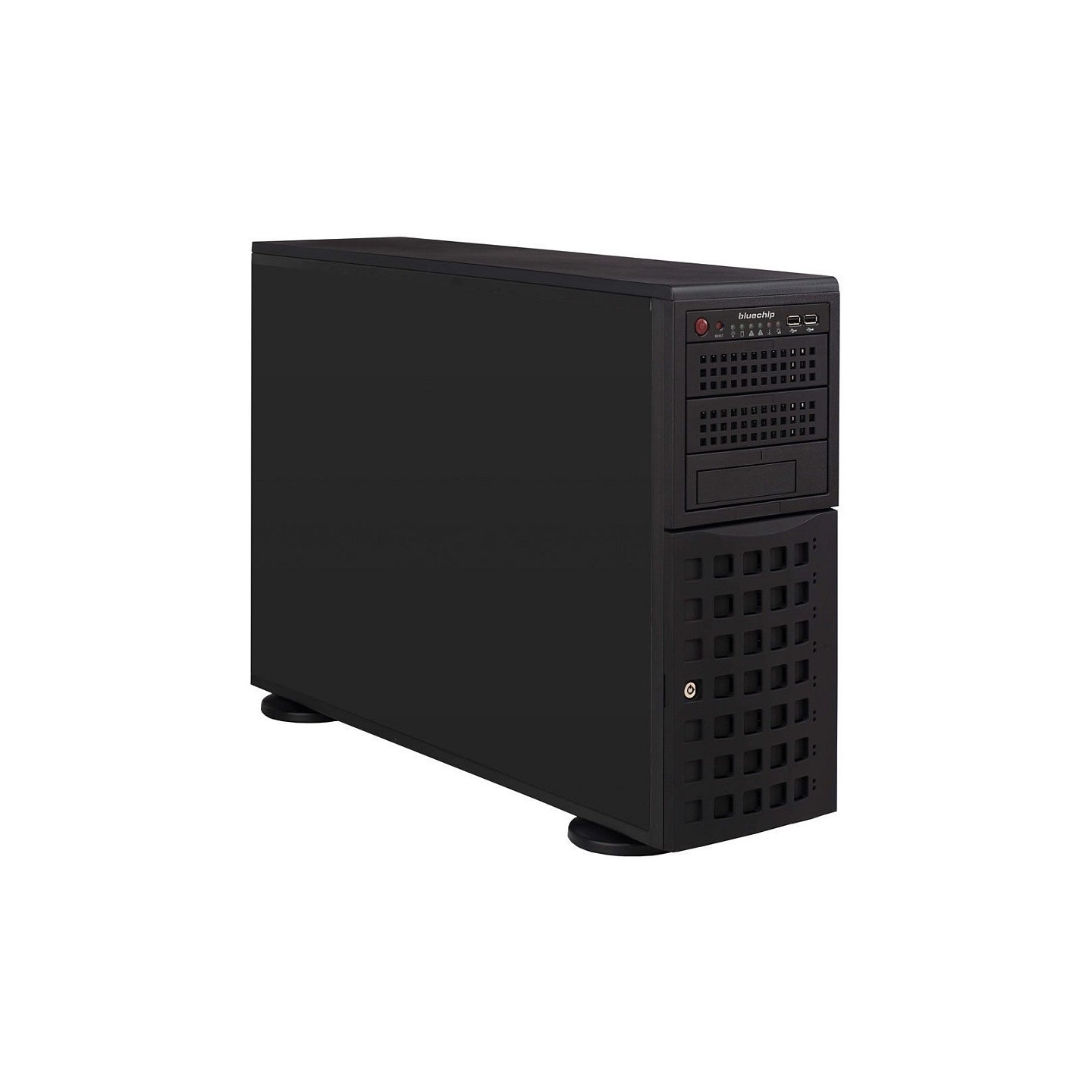 Server bluechip SERVERline T50310s Tower. 2×Xeon 4410Y 64 GB DDR5. 2 x 960 GB SSD. 2 x RJ45 (10 Gb s)