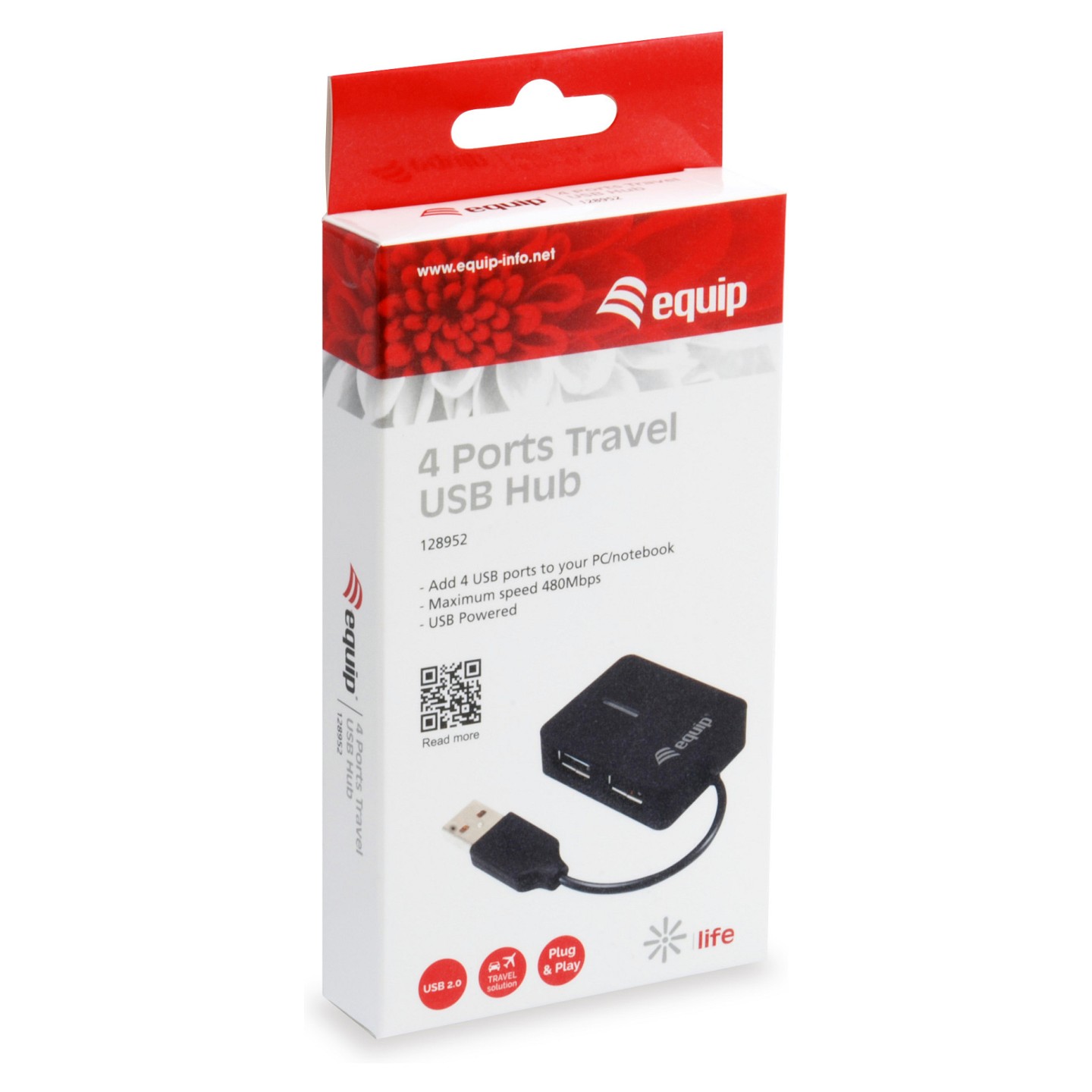 Equip USB-Hub 4-Port 2.0 - to 4x2.0 480Mbps o.Netzteil sw — Buy in Cyprus with Fast Delivery