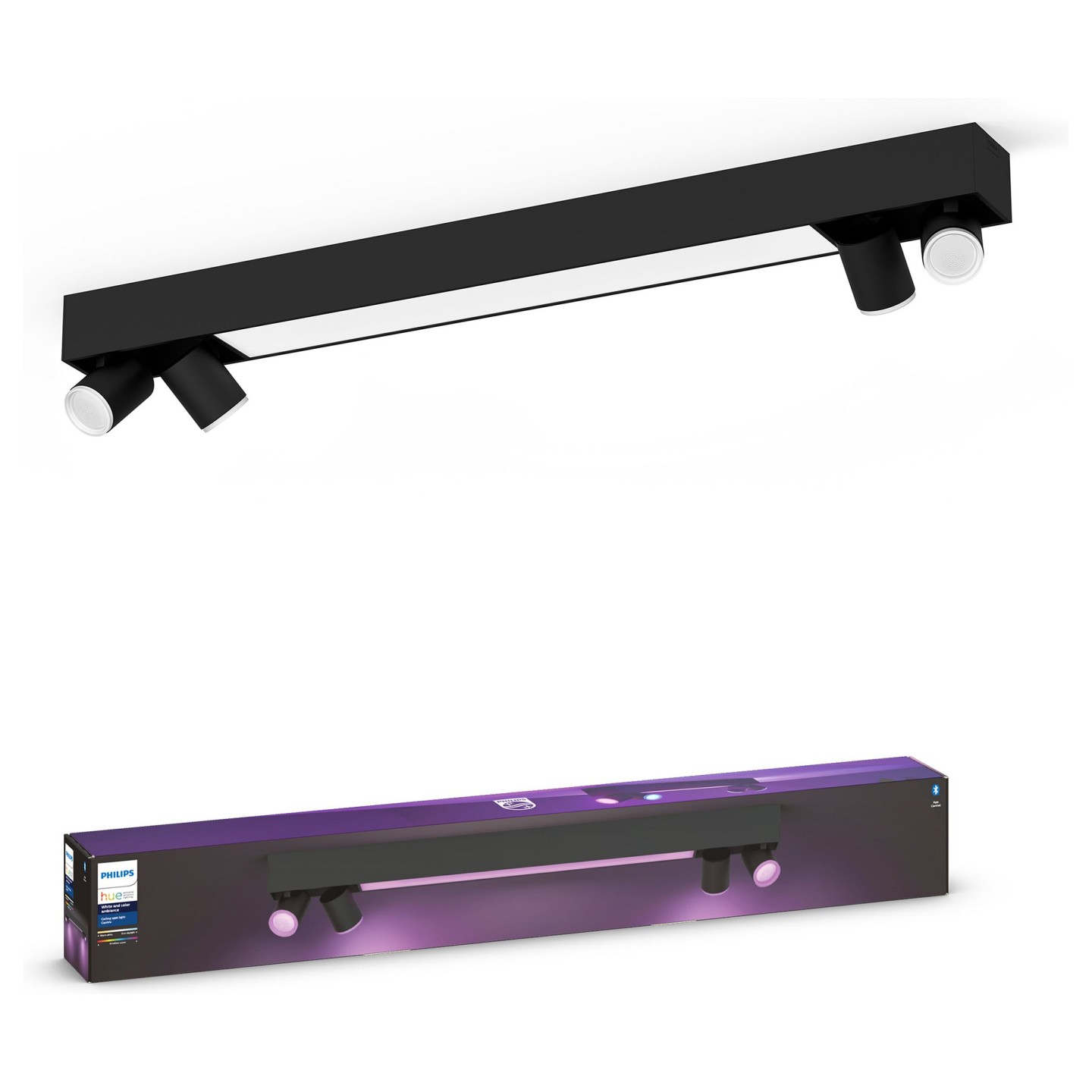 Philips Hue White & Color Amb. BT Centris Spot 4 flg. sw 4200lm & Dimmschalter — Buy in Cyprus with Fast Delivery
