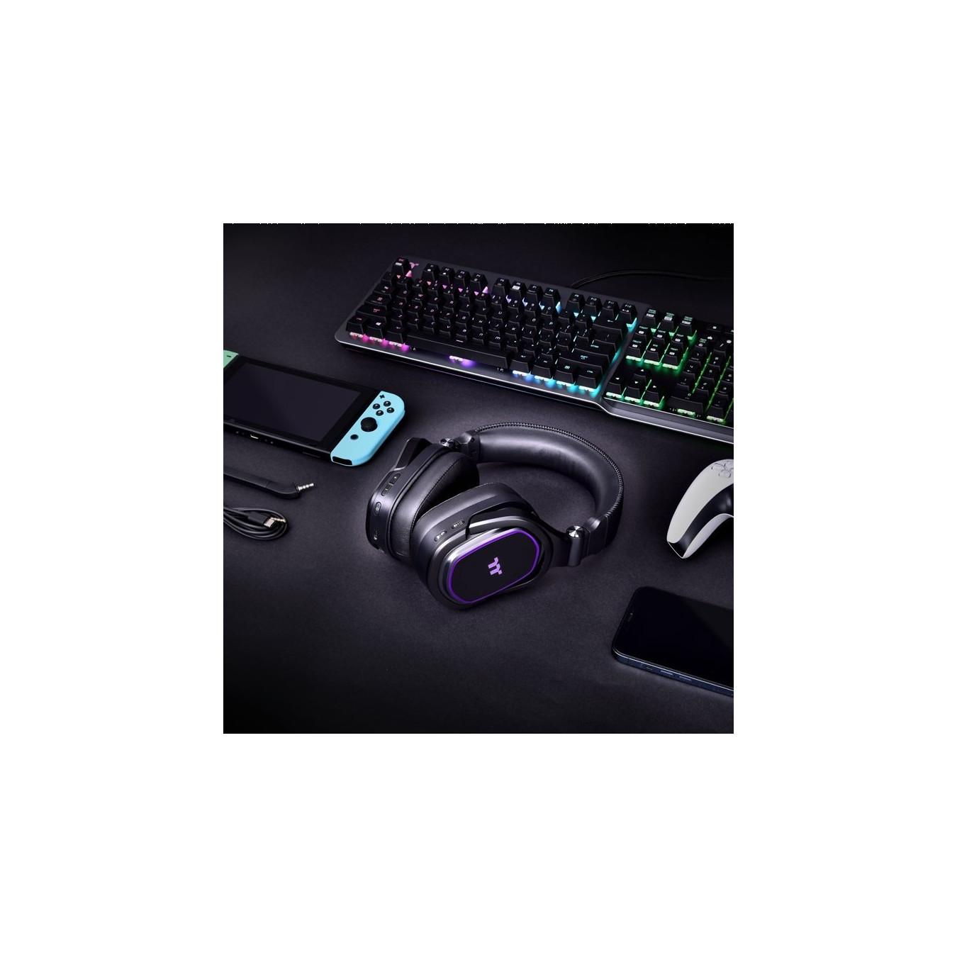 Thermaltake ARGENT H5 Wireless RGB Gaming Headset - Black, 2.4GHz, DTS Headphone:X, 19h Battery