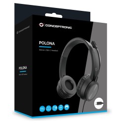 CONCEPTRONIC Headset USB-C Mikro.int.Bed.Stereo 2.0m sw — Buy in Cyprus with Fast Delivery