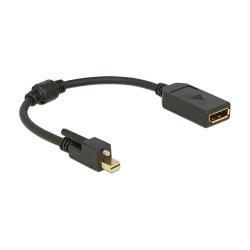 DELOCK Adapterkabel mini Displayport 1.2 Stecker mit Schraube to Displayport Buchse 25cm schwarz 4K
