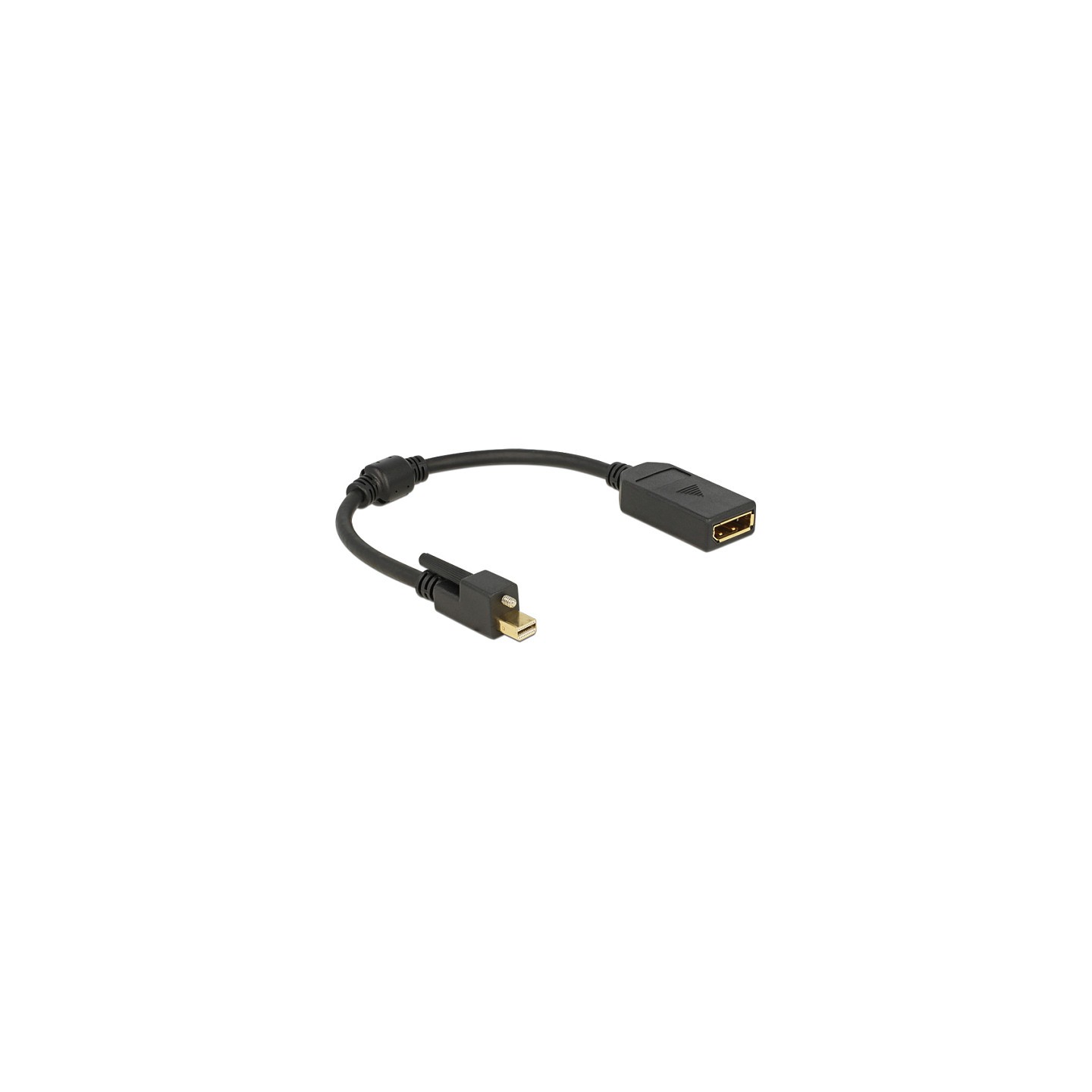 DELOCK Adapterkabel mini Displayport 1.2 Stecker mit Schraube to Displayport Buchse 25cm schwarz 4K