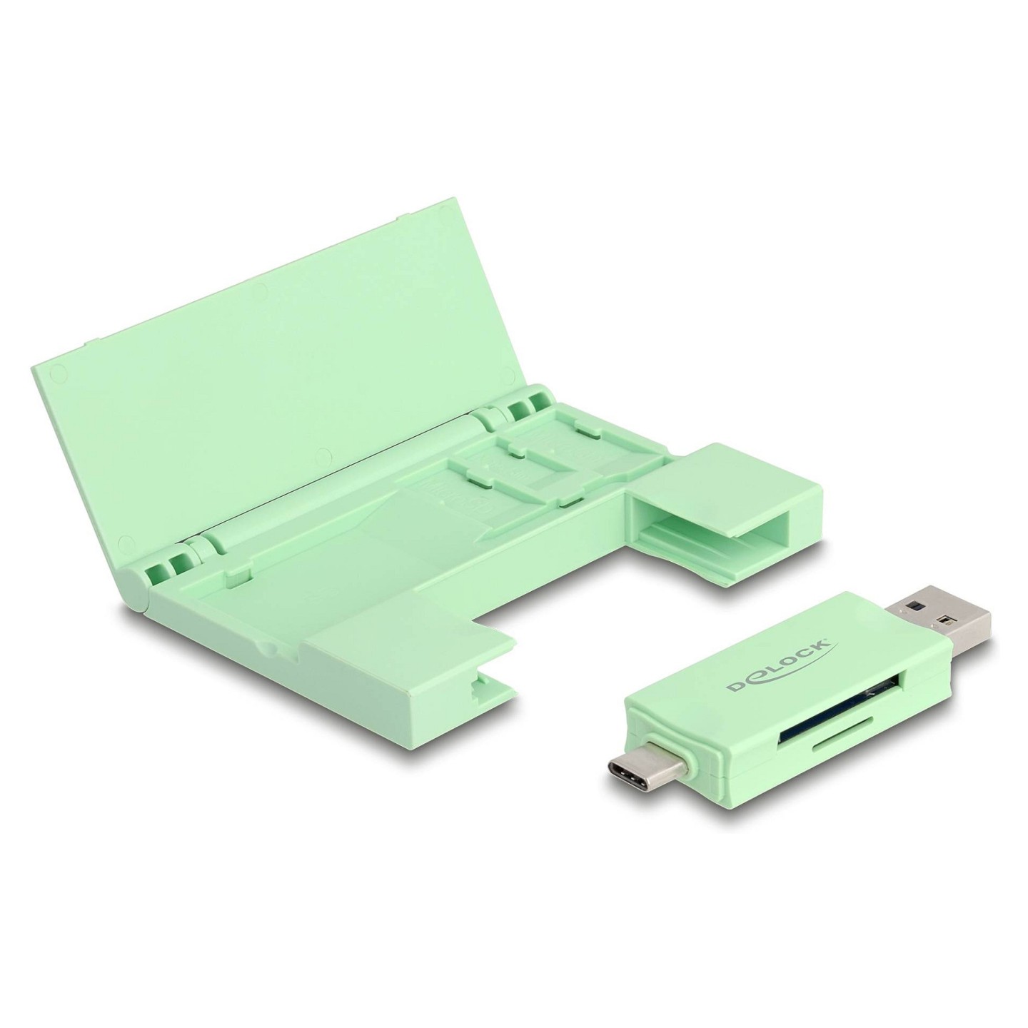 Delock Card Reader USB 5 Gbps USB Type-CTM Typ-A für SD und Micro SD Speicherkarten mit praktischem Speicherkarten Et...