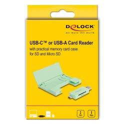 Delock Card Reader USB 5 Gbps USB Type-CTM Typ-A für SD und Micro SD Speicherkarten mit praktischem Speicherkarten Et...
