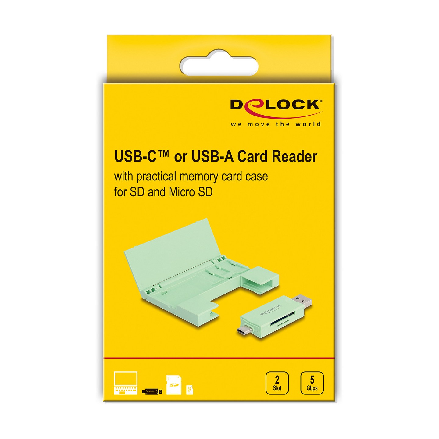 Delock Card Reader USB 5 Gbps USB Type-CTM Typ-A für SD und Micro SD Speicherkarten mit praktischem Speicherkarten Et...
