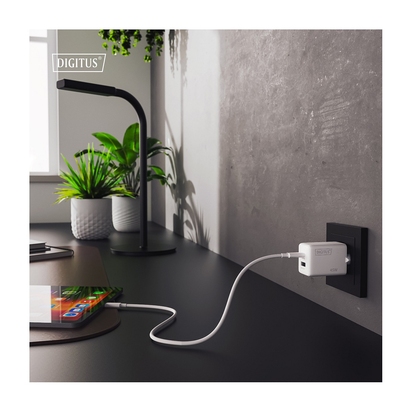 DIGITUS USB GaN Charger 45W. 1x USB-C. 1x USB-A — Buy in Cyprus with Fast Delivery