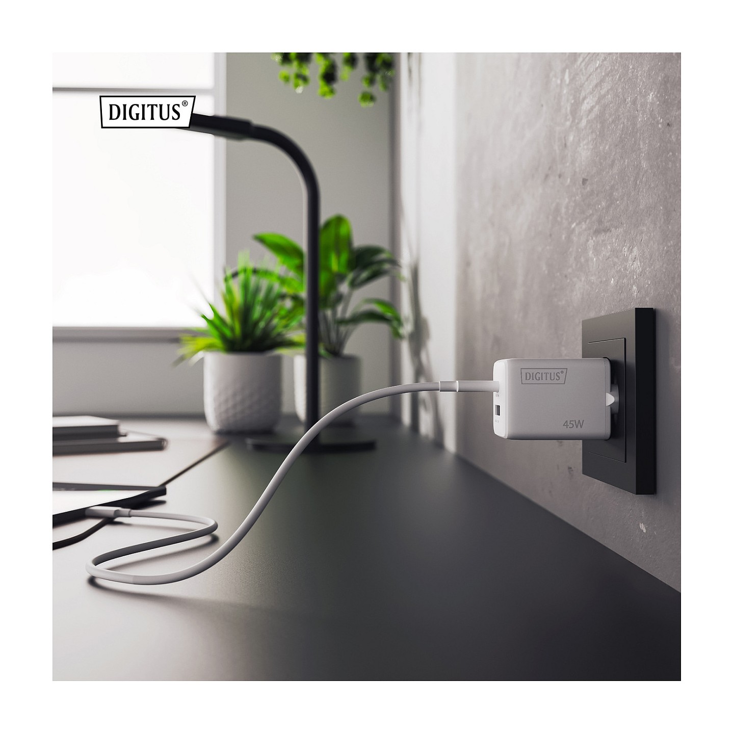 DIGITUS USB GaN Charger 45W. 1x USB-C. 1x USB-A — Buy in Cyprus with Fast Delivery