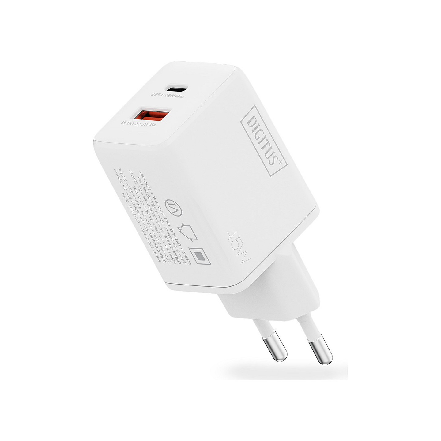 DIGITUS USB GaN Charger 45W. 1x USB-C. 1x USB-A — Buy in Cyprus with Fast Delivery