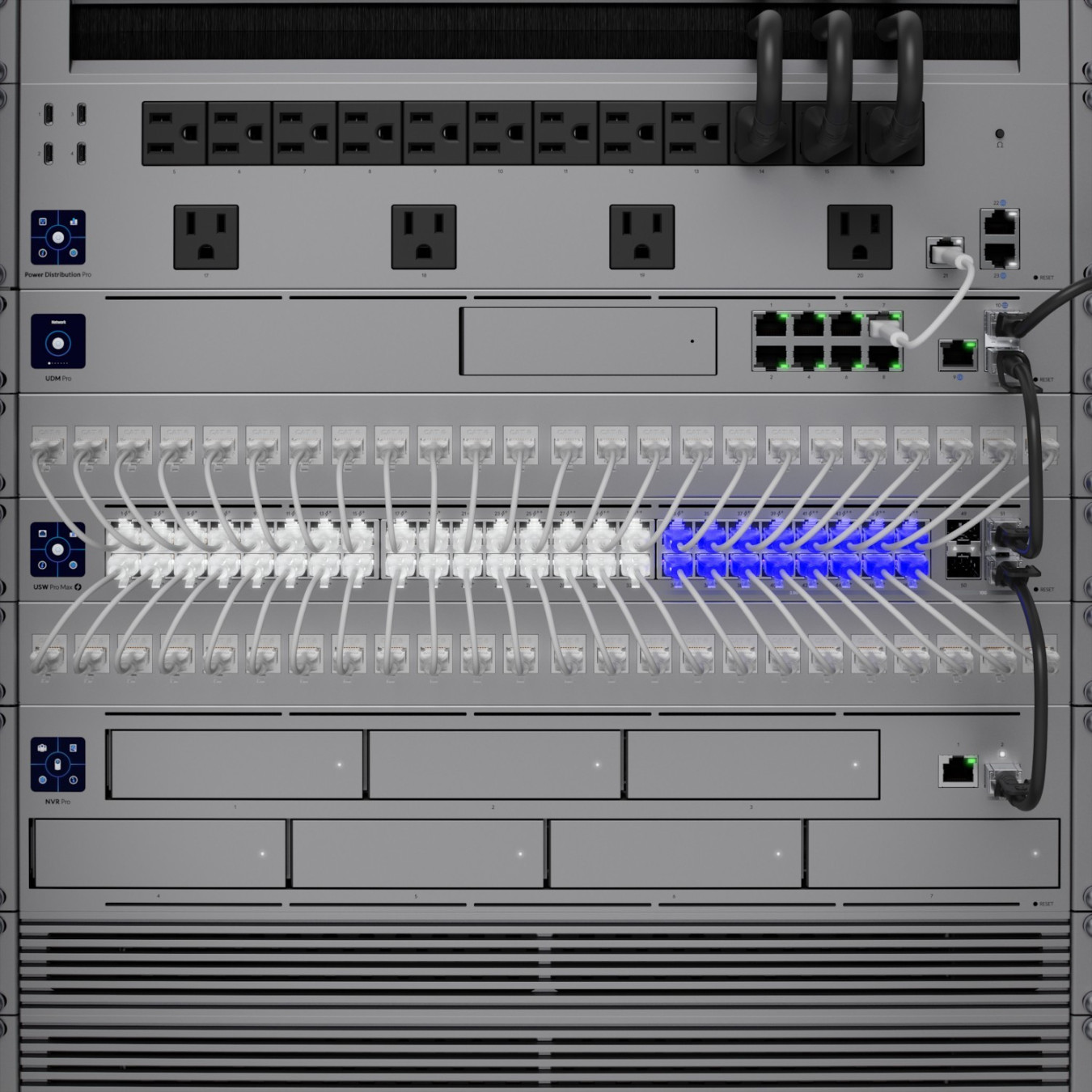 Ubiquiti UniFi USW-PRO-MAX-48 M RM - 48x Multi-Gig (32x 1G + 16x 2.5G) + 4x SFP+ - L3 Managed, 1U, Grey