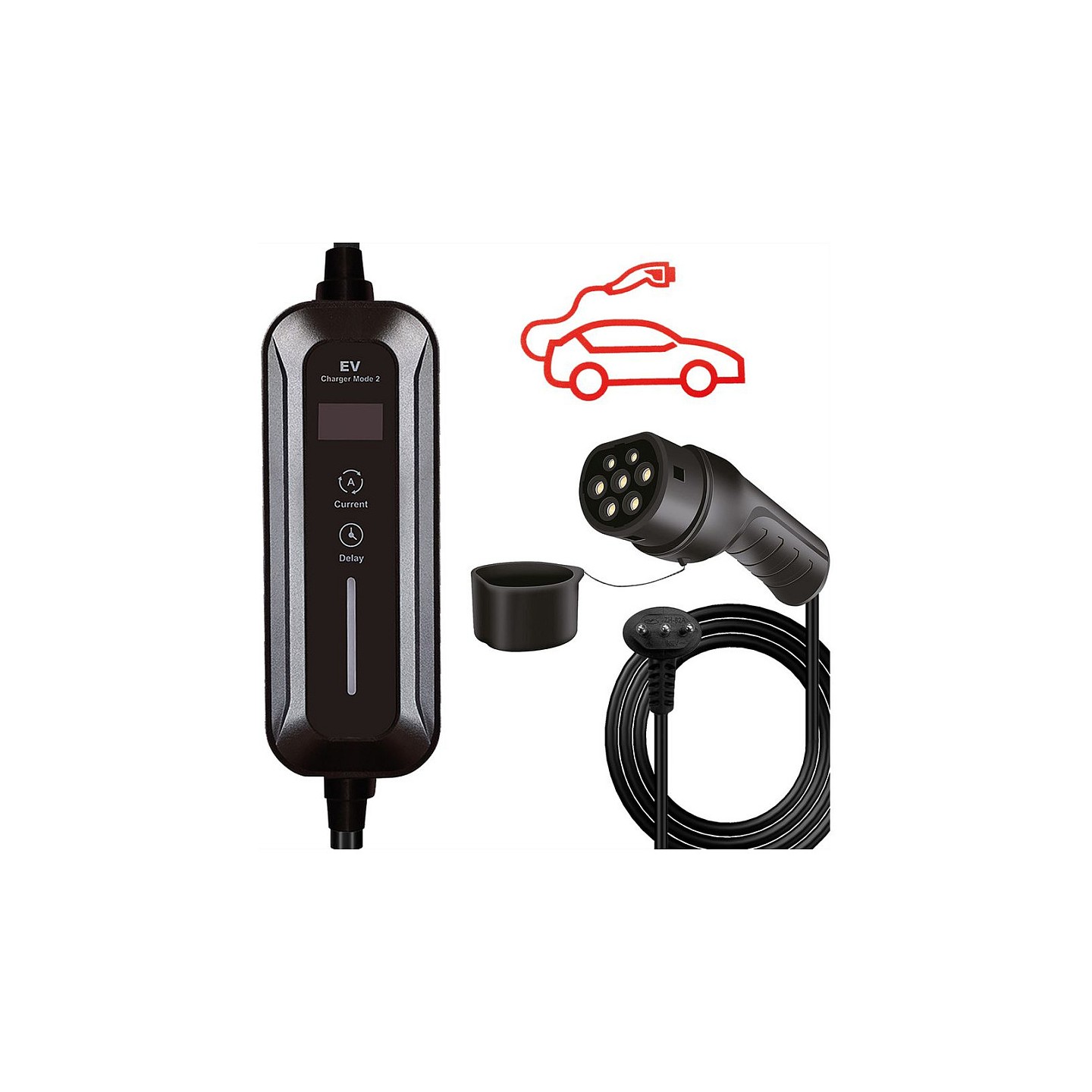 ROLINE Tragbares E-Auto Ladegert. CEI23-50 (IT. Typ-L) & Typ2 Stecker. 1-phasig. Mode 2. 16 A. 3.6 kW. 7.5 m