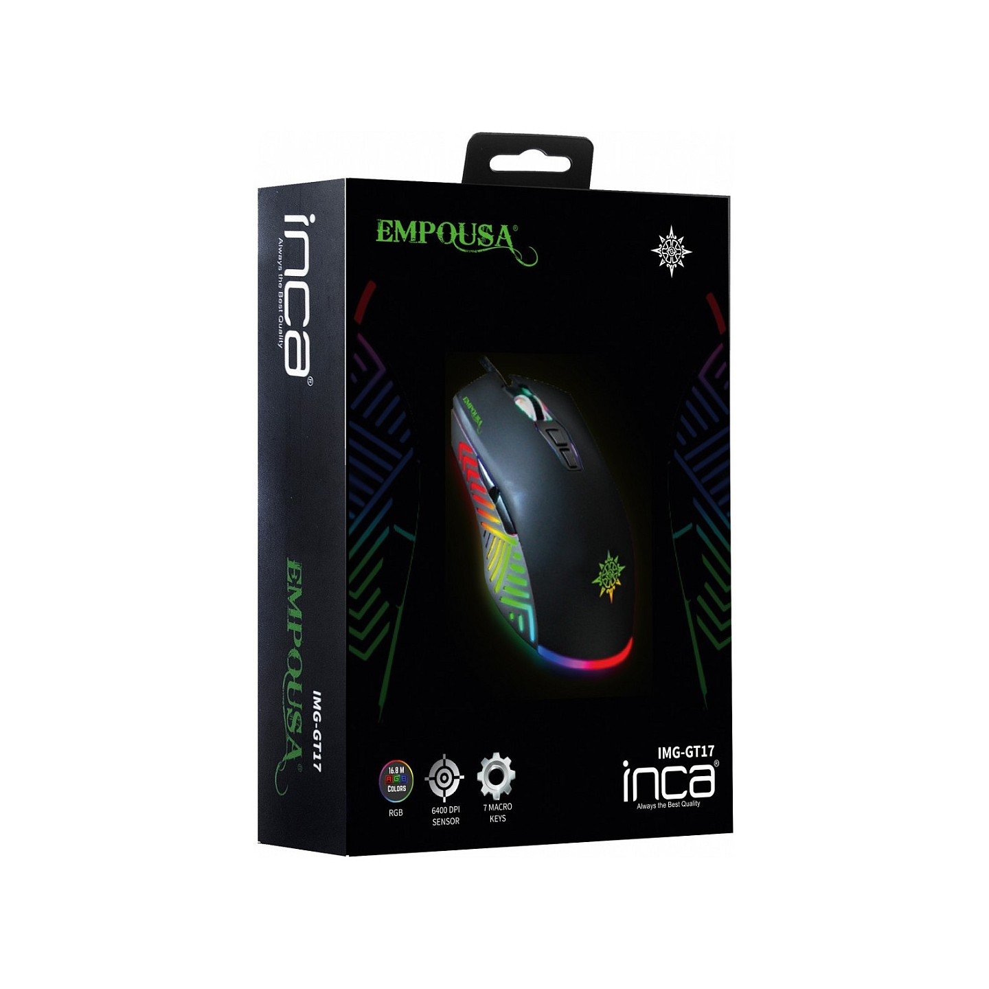INCA Gaming Maus IMG-GT17 6400 DPI. RGB. 7 Tasten. USB. SW retail — Buy in Cyprus with Fast Delivery