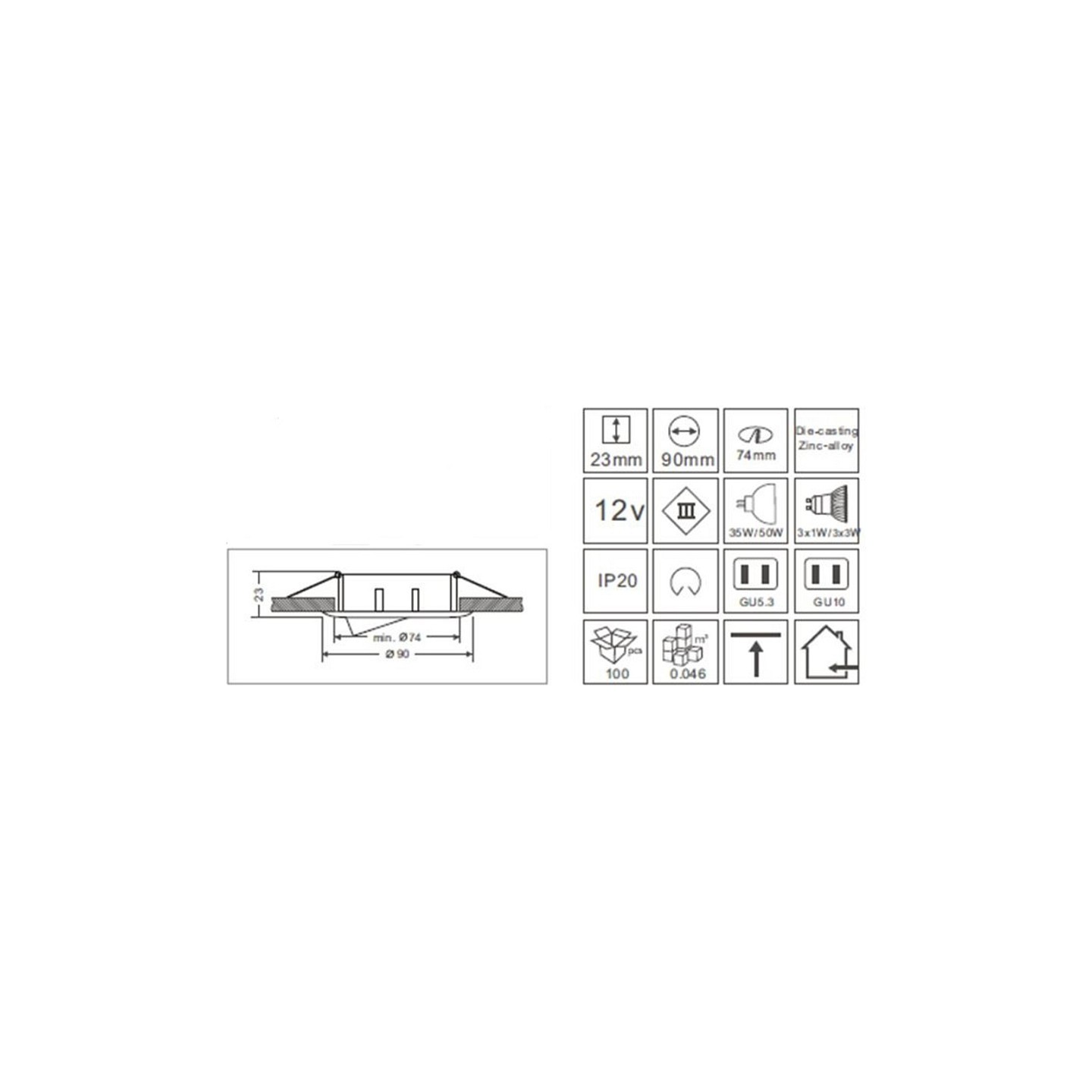 Synergy 21 LED Retrofit GU10 GX5.3 Deckeneinbausatz D04-weiß — Buy in Cyprus with Fast Delivery