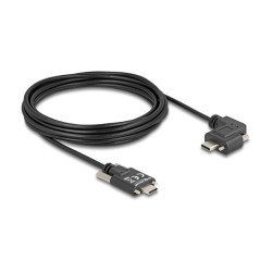 DELOCK USB 2.0 Kabel USB Type-C Stecker mit Schrauben zu USB Type-C Stecker mit Schrauben gewinkelt links rechts PD 3...
