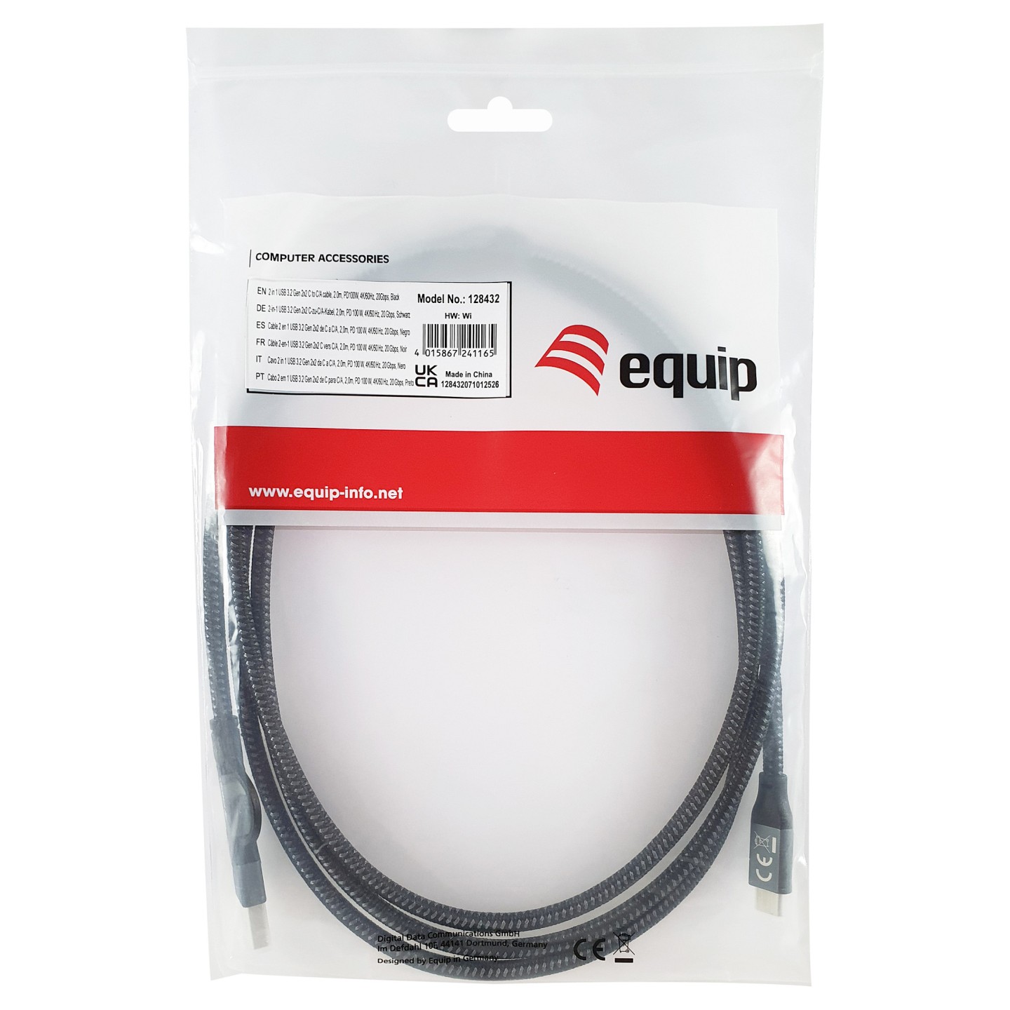 Equip Kabel USB-C 3.2 - to C A St St 2.00m 20Gbps schwarz — Buy in Cyprus with Fast Delivery