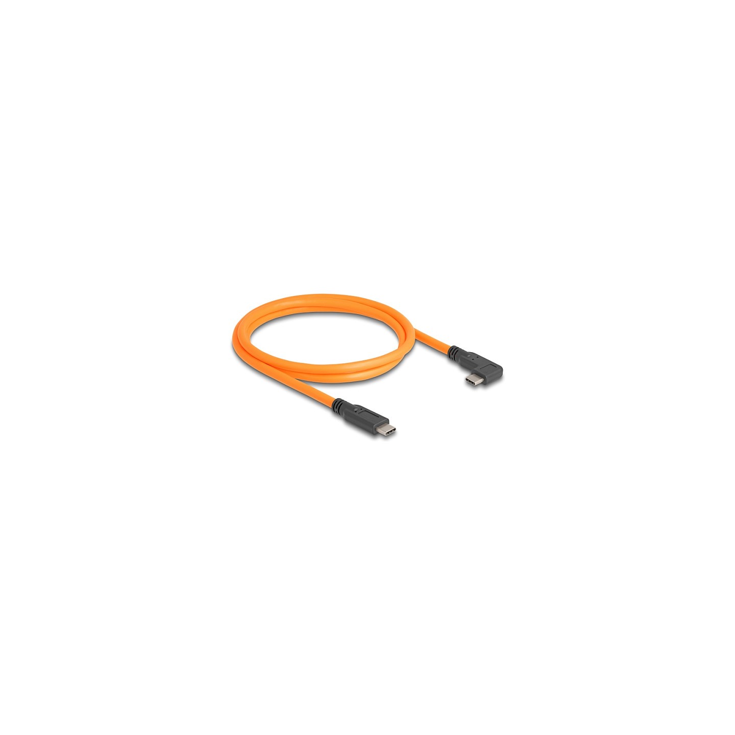 DELOCK USB 5 Gbps Kabel USB Type-C Stecker zu USB Type-C Stecker 90 gewinkelt fur Tethered Shooting 1m orange