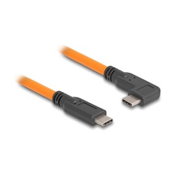 DELOCK USB 5 Gbps Kabel USB Type-C Stecker zu USB Type-C Stecker 90 gewinkelt fur Tethered Shooting 1m orange