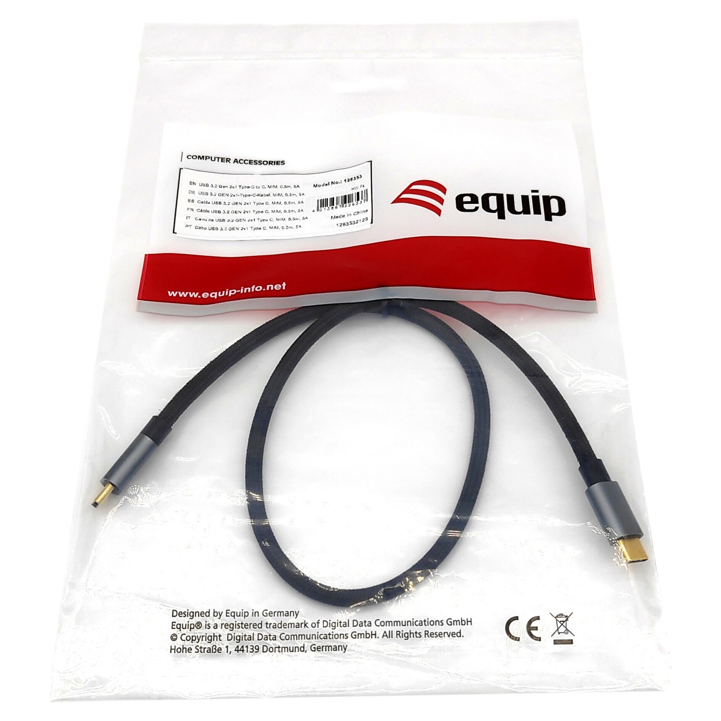 Equip Kabel USB-C 3.2 - to C St St 0.50m 5A 4K 60Hz sw — Buy in Cyprus with Fast Delivery