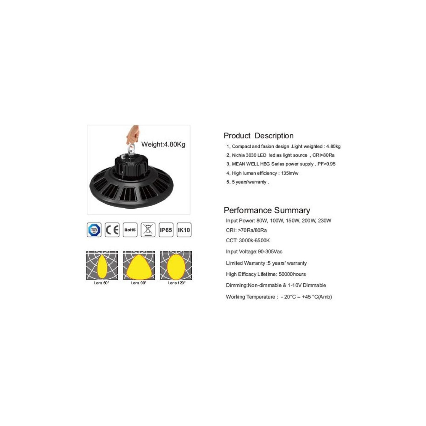 Synergy 21 LED Spot Pendelleuchte UFO 200W für Industrie Lagerhallen cw 90° — Buy in Cyprus with Fast Delivery