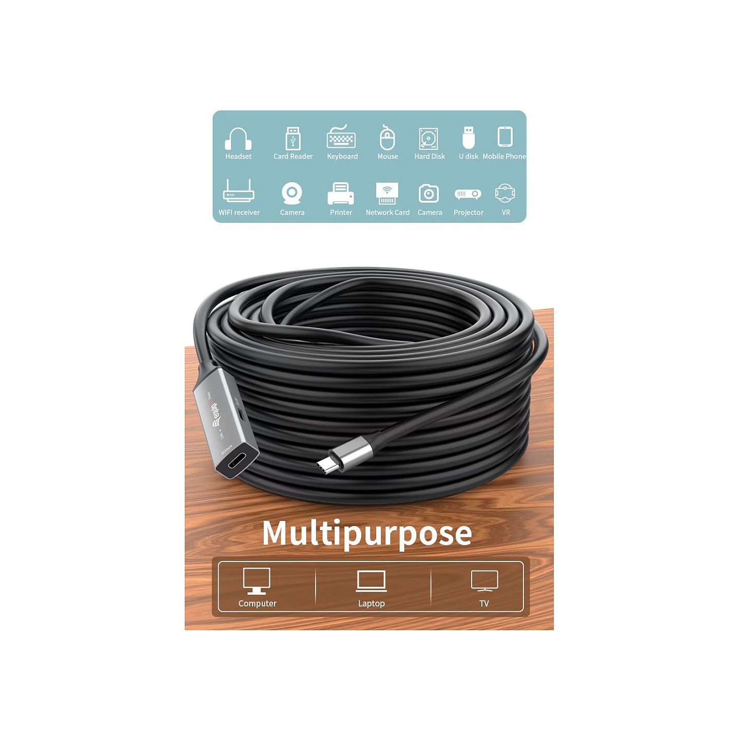 Equip Kabel USB-C3.2- to C Gen1 Akt.Erweit.St Bu 5.00m schwarz — Buy in Cyprus with Fast Delivery