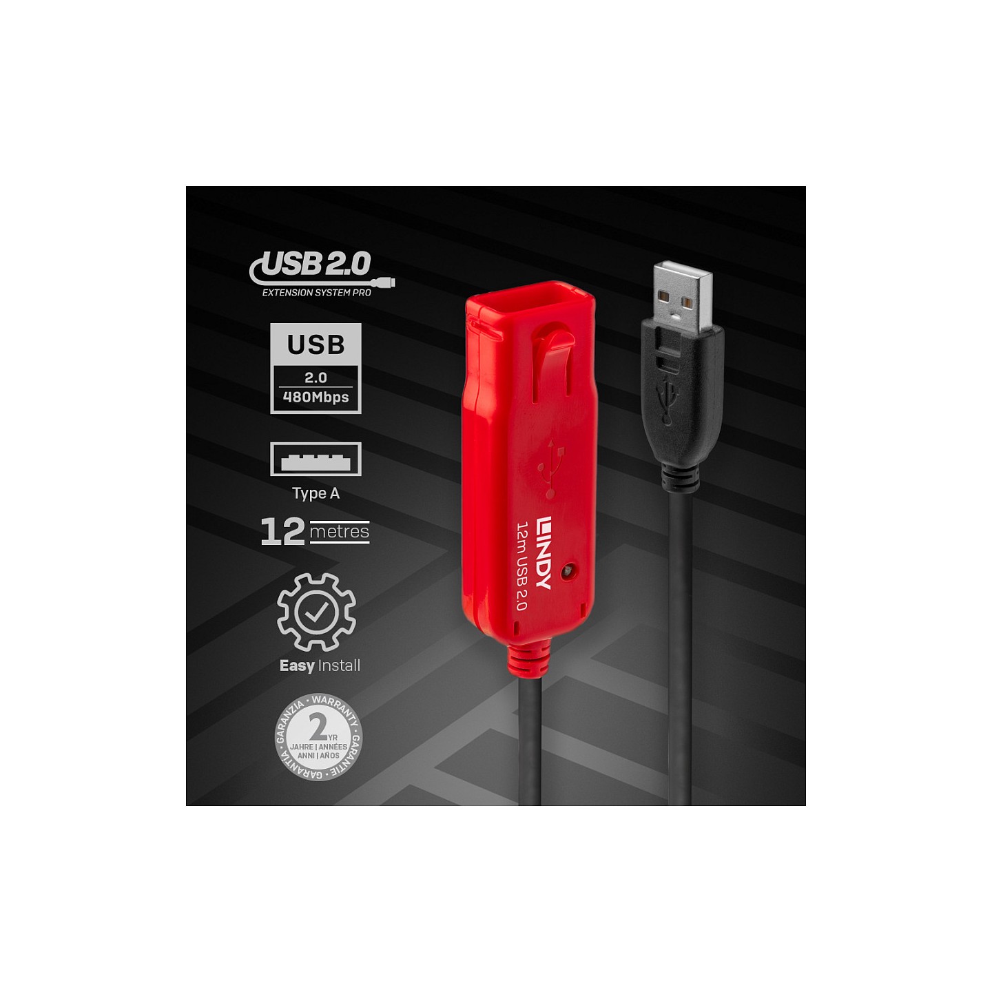 LINDY USB 2.0 Aktiv-Verlängerungs-Hub Pro 4 Port 12m — Buy in Cyprus with Fast Delivery