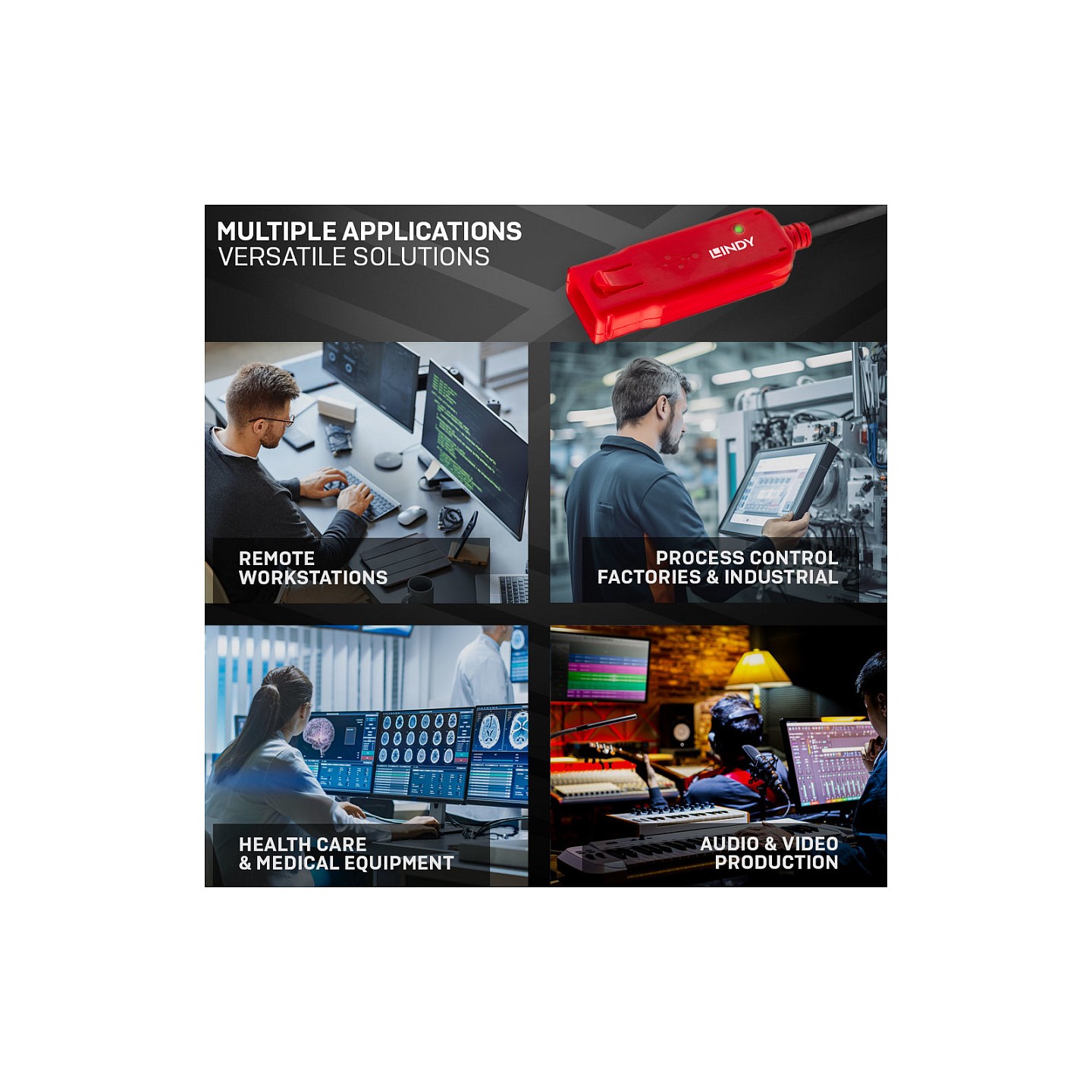 LINDY USB 2.0 Aktiv-Verlängerungs-Hub Pro 4 Port 12m — Buy in Cyprus with Fast Delivery
