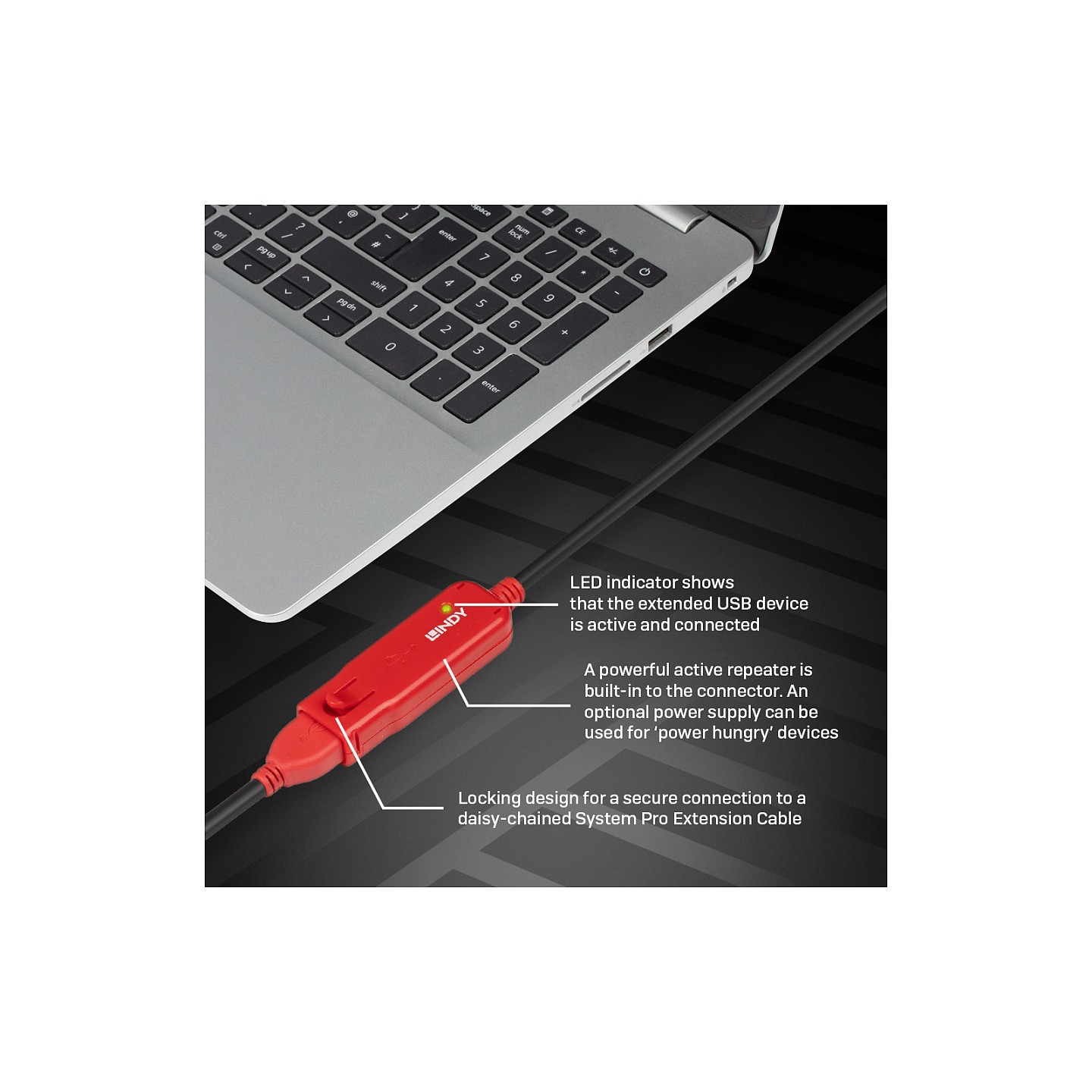LINDY USB 2.0 Aktiv-Verlängerungs-Hub Pro 4 Port 12m — Buy in Cyprus with Fast Delivery